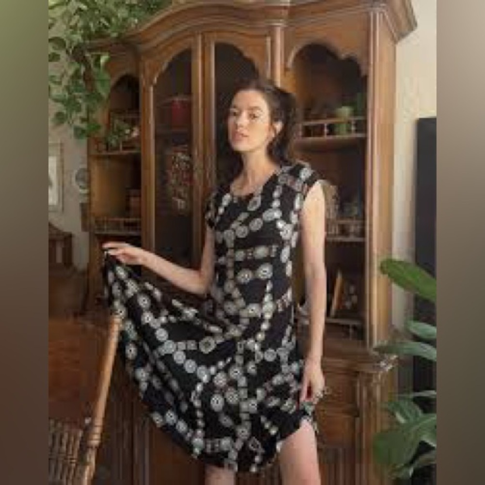 Lauren Ralph Lauren Trompe L'Oeil Concho Belt Print Dress Small